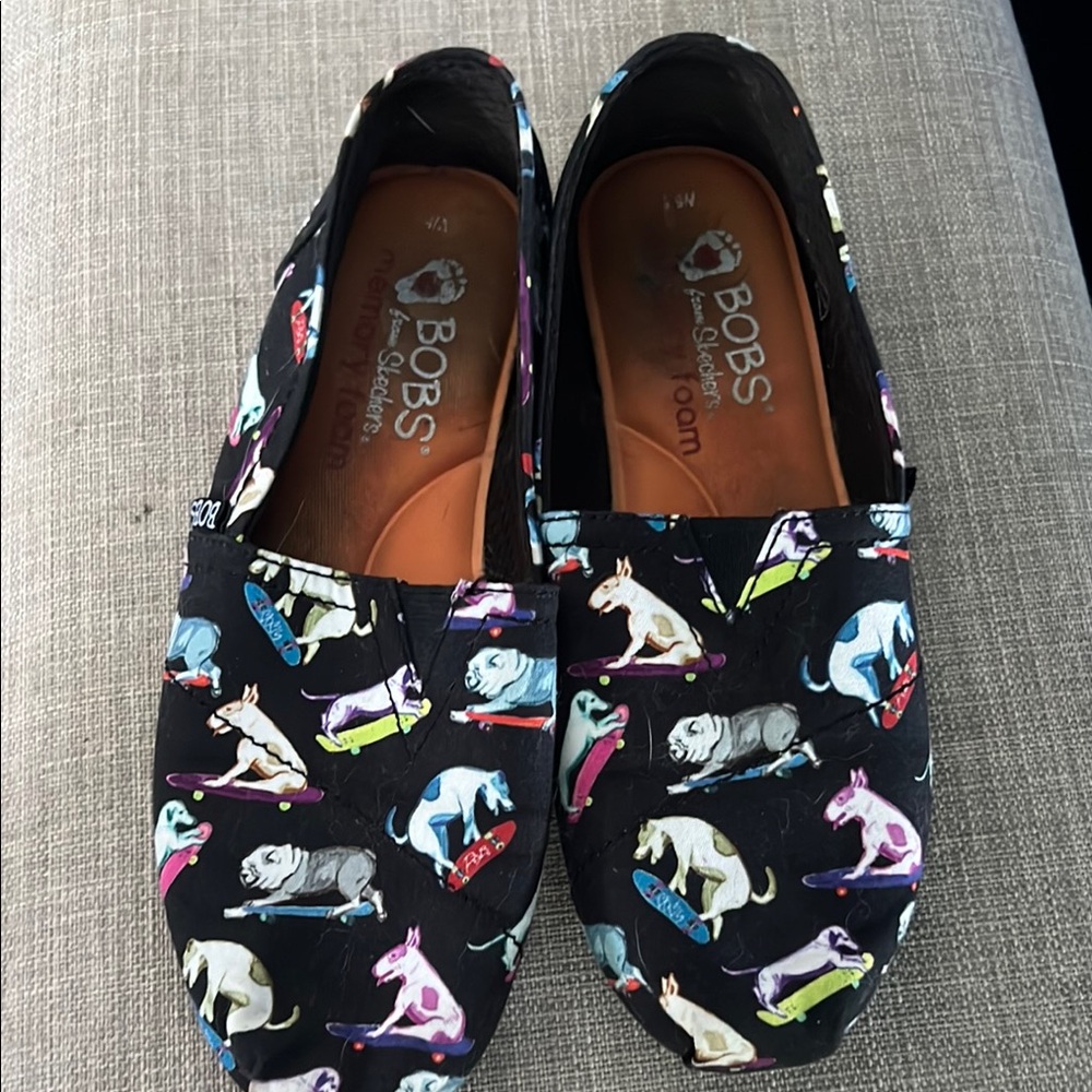 BOBS from Skechers Black dog Print Flats